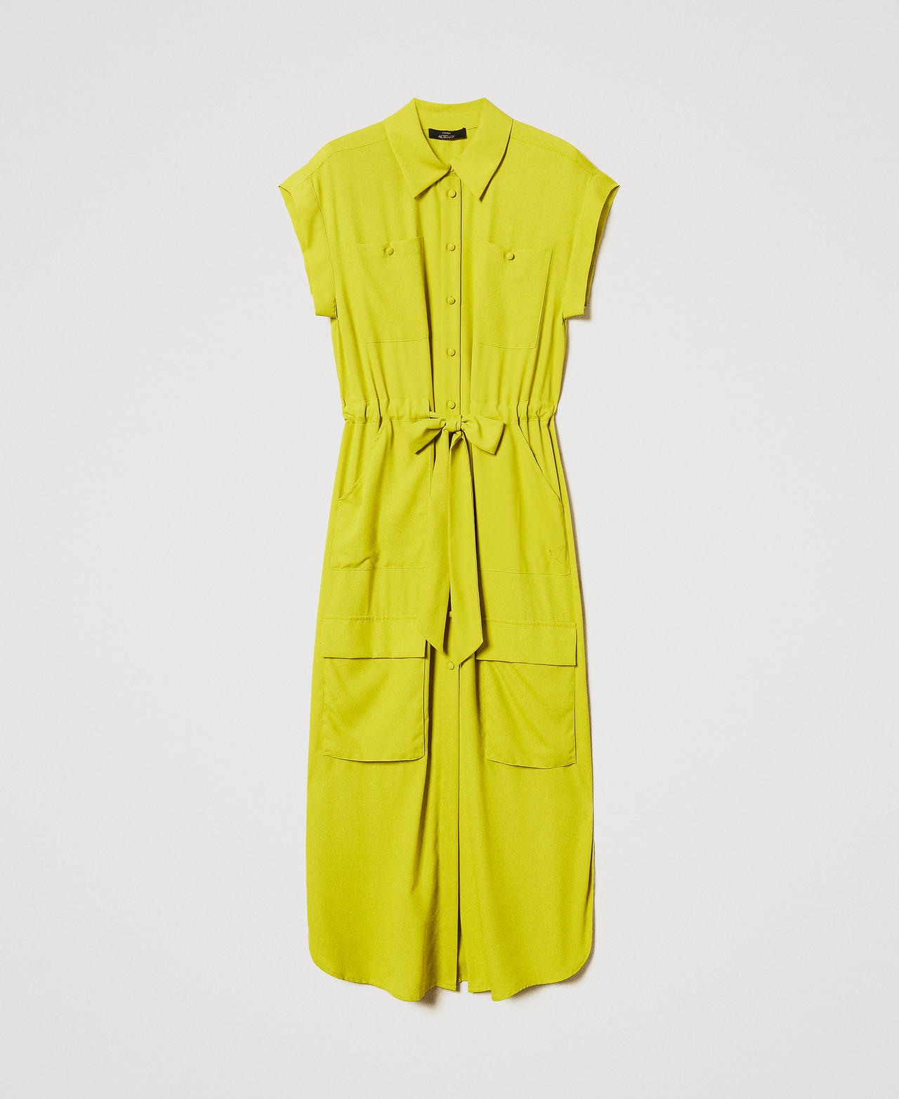 Long crêpe de Chine shirt dress Citronelle Woman 251AP2245_00910_0S