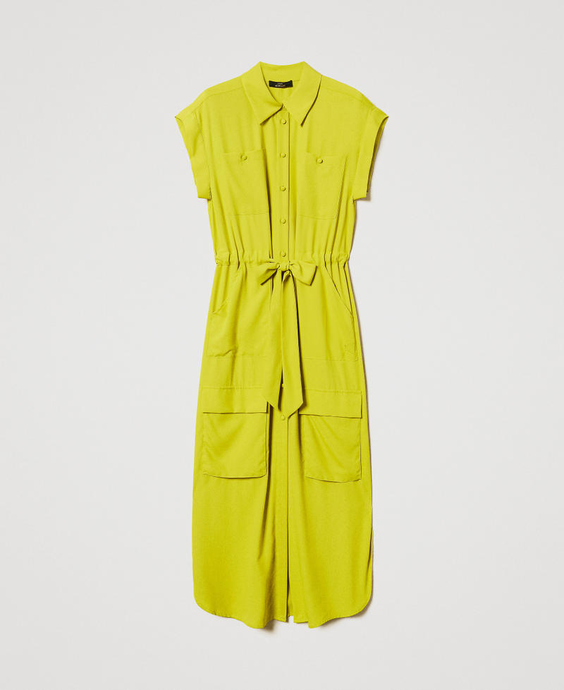 Long crêpe de Chine shirt dress Citronelle Woman 251AP2245_00910_0S