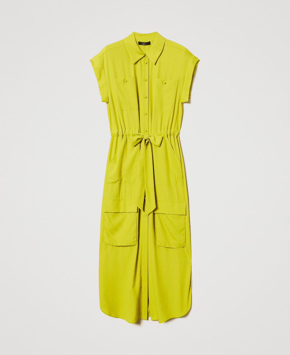 Long crêpe de Chine shirt dress Citronelle Woman 251AP2245_00910_S0