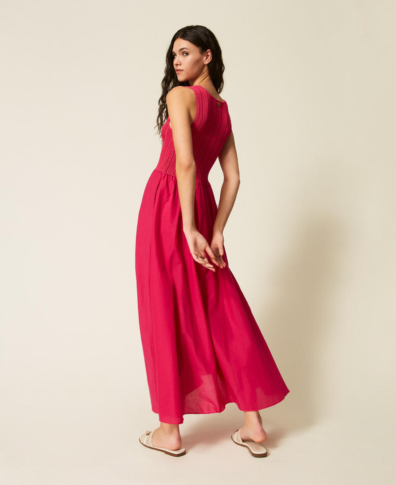 Langes Kleid mit Oberteil aus Strick Fuchsia Cyclamen Frau 261LB3EDD_13188_03