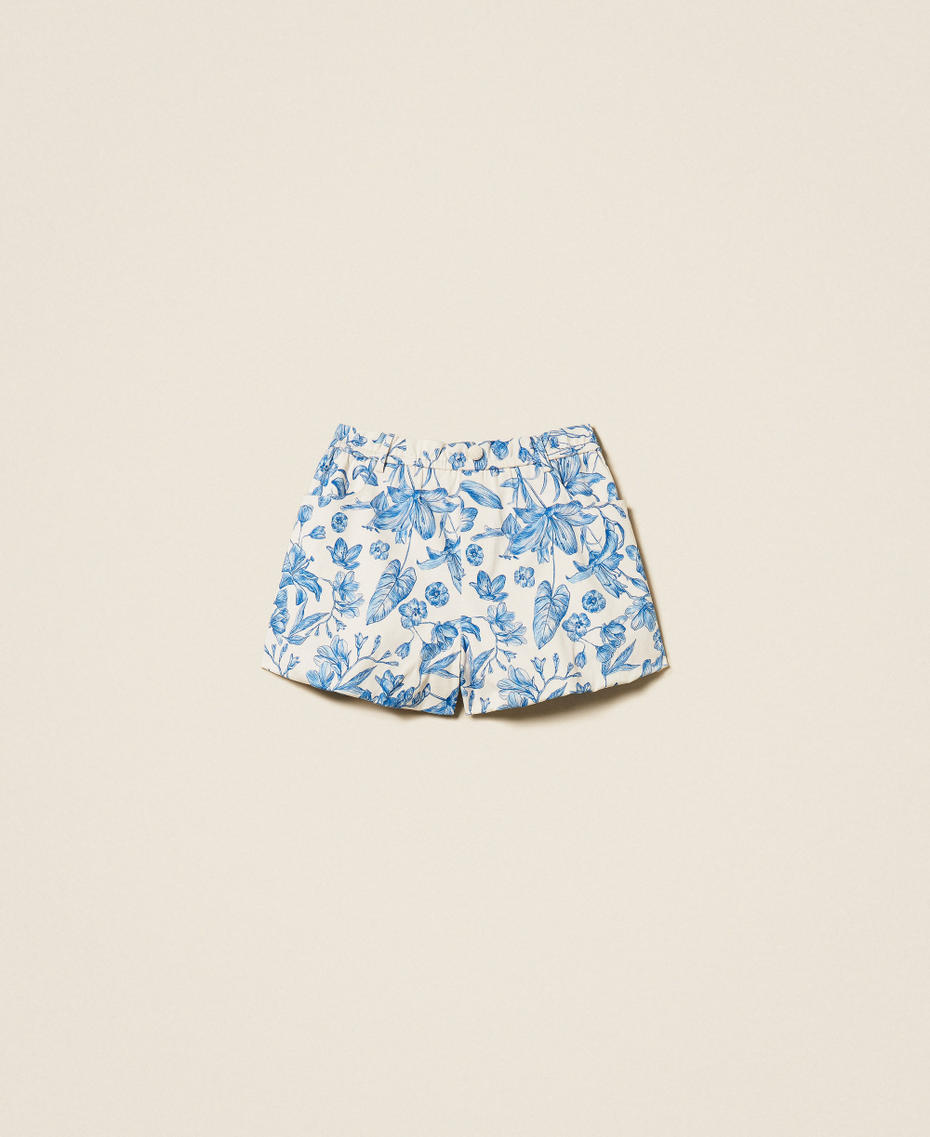 Floral bull shorts Off White/Med Blue Toile De Jouy Print Woman 261LM2ABB_13465_S0