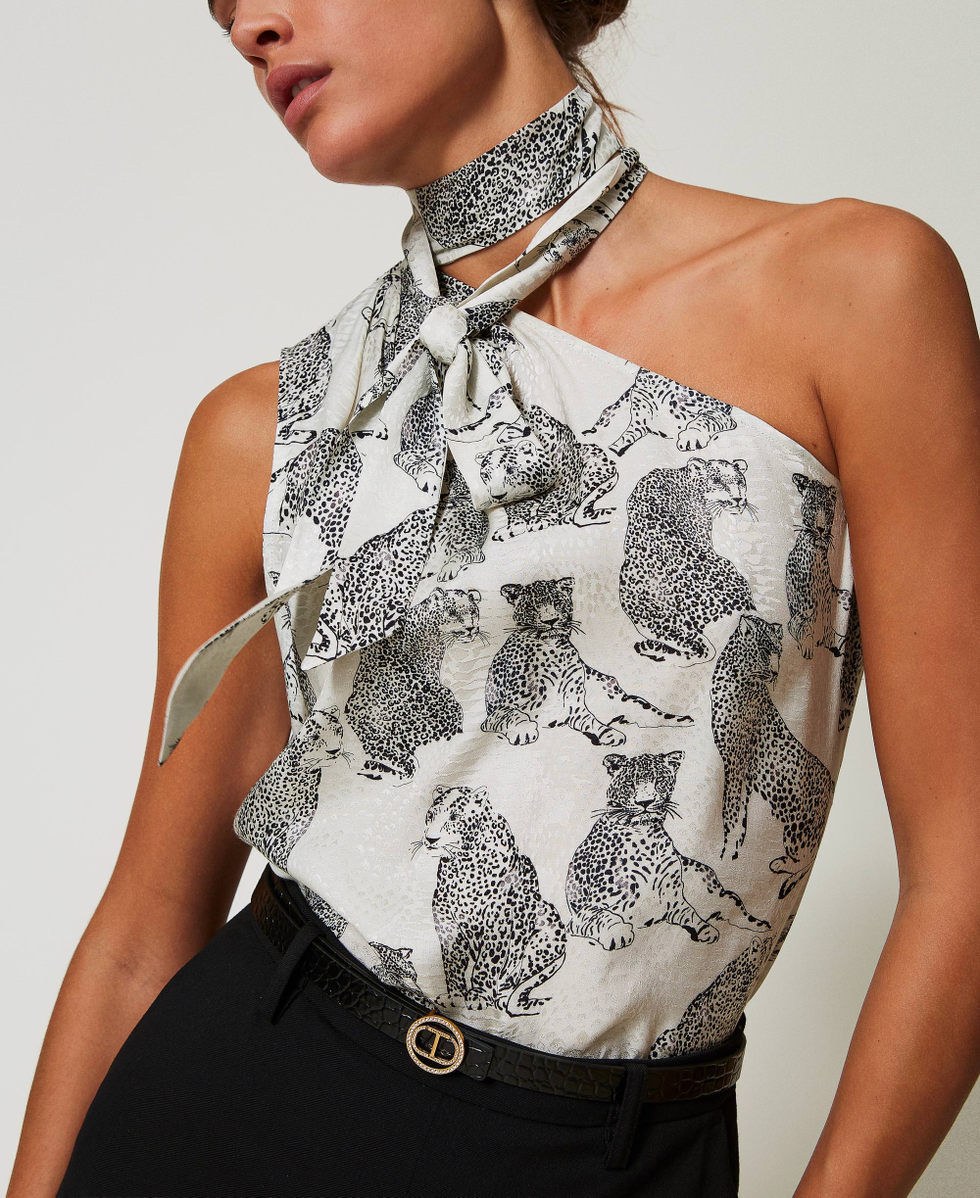 Ceinture en cuir avec imprime croco Femme Noir TWINSET Milano