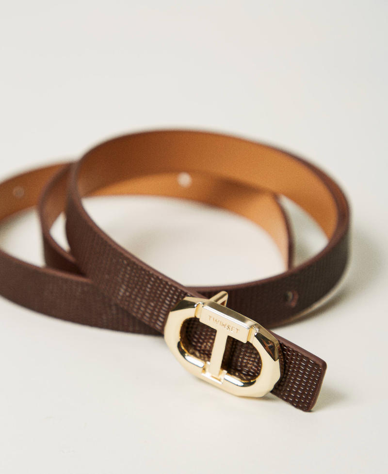 Thin leather belt Chocolate Lab Woman 251TO5052_10780_02