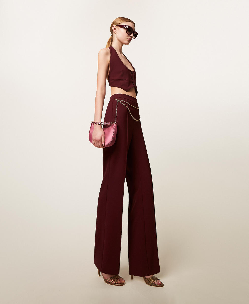 Crêpe cady trousers with belt