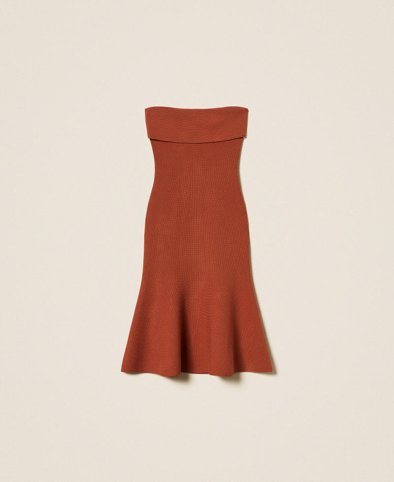 Vestido midi de punto con godet Marrón «Óxido» Oscuro Mujer 252TP3410_12626_S0