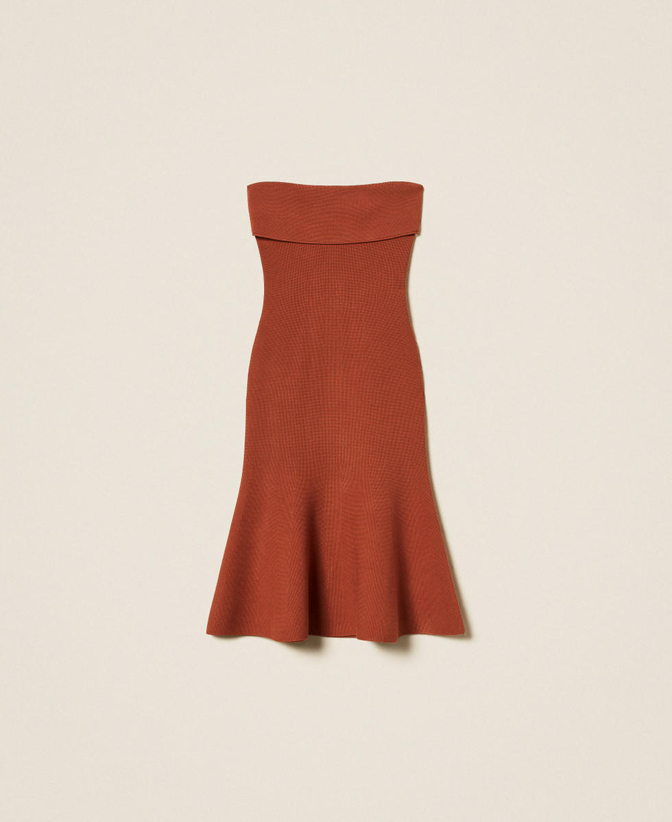 Midi knit dress with godet