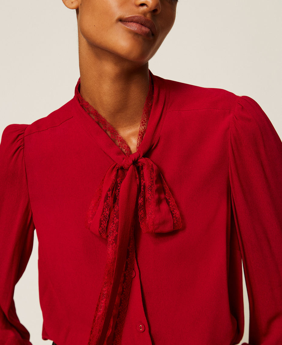 Camicia in cr&ecirc;pe de Chine con fiocco Bloody Mary Donna 262TT2324_13464_04
