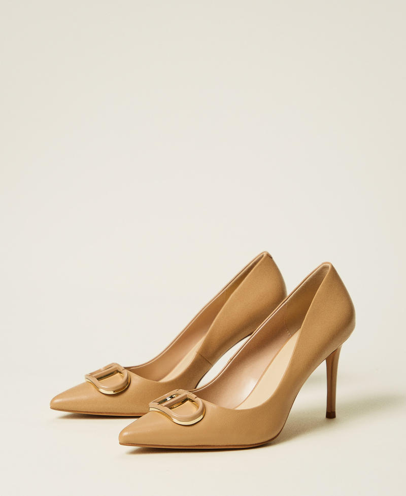 Décolleté in pelle con Oval T Camel Donna 251TCP060_00044_02