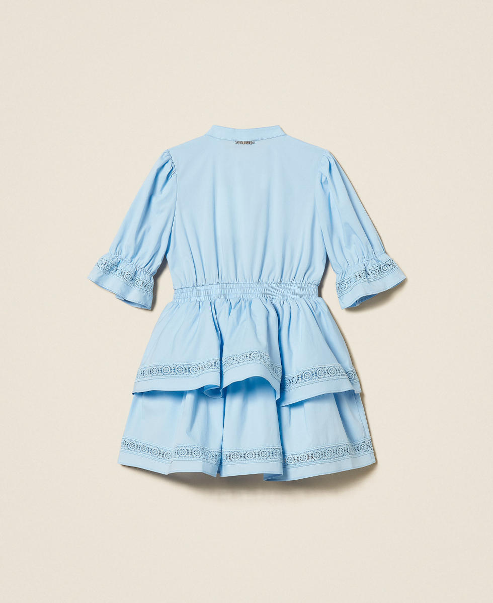 Robe courte pour fille en popeline avec dentelle Skyline Fille 261GB2022_04614_S1