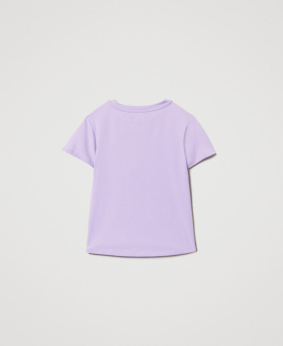 T-shirt avec Oval T strass&eacute; Pastel Violet Fille 251GJ2485_11862_S1