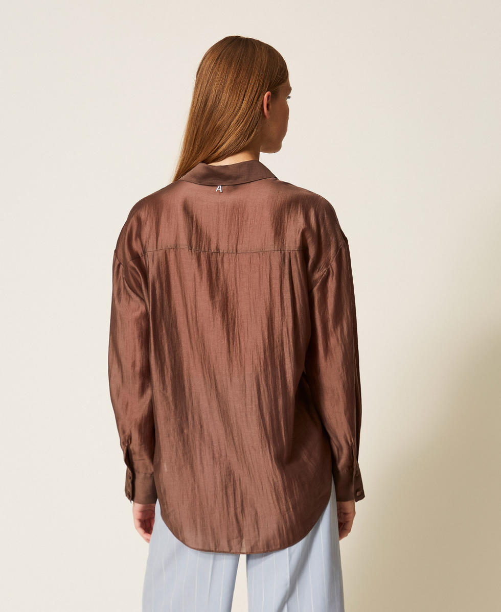 Voile shirt with pockets Woman, Brown | TWINSET Milano
