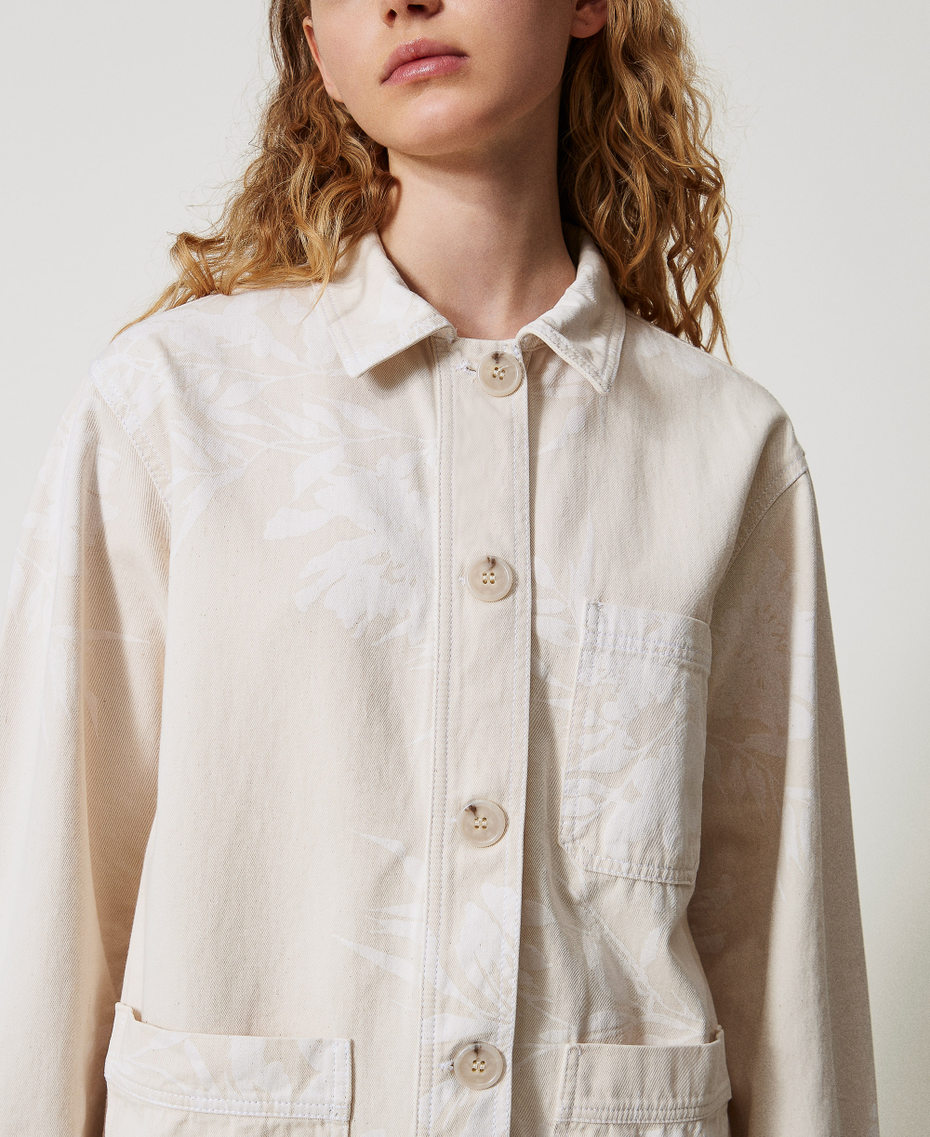 Floral bull jacket Snow/Parchment Floral Print Woman 251TT2200_12493_05