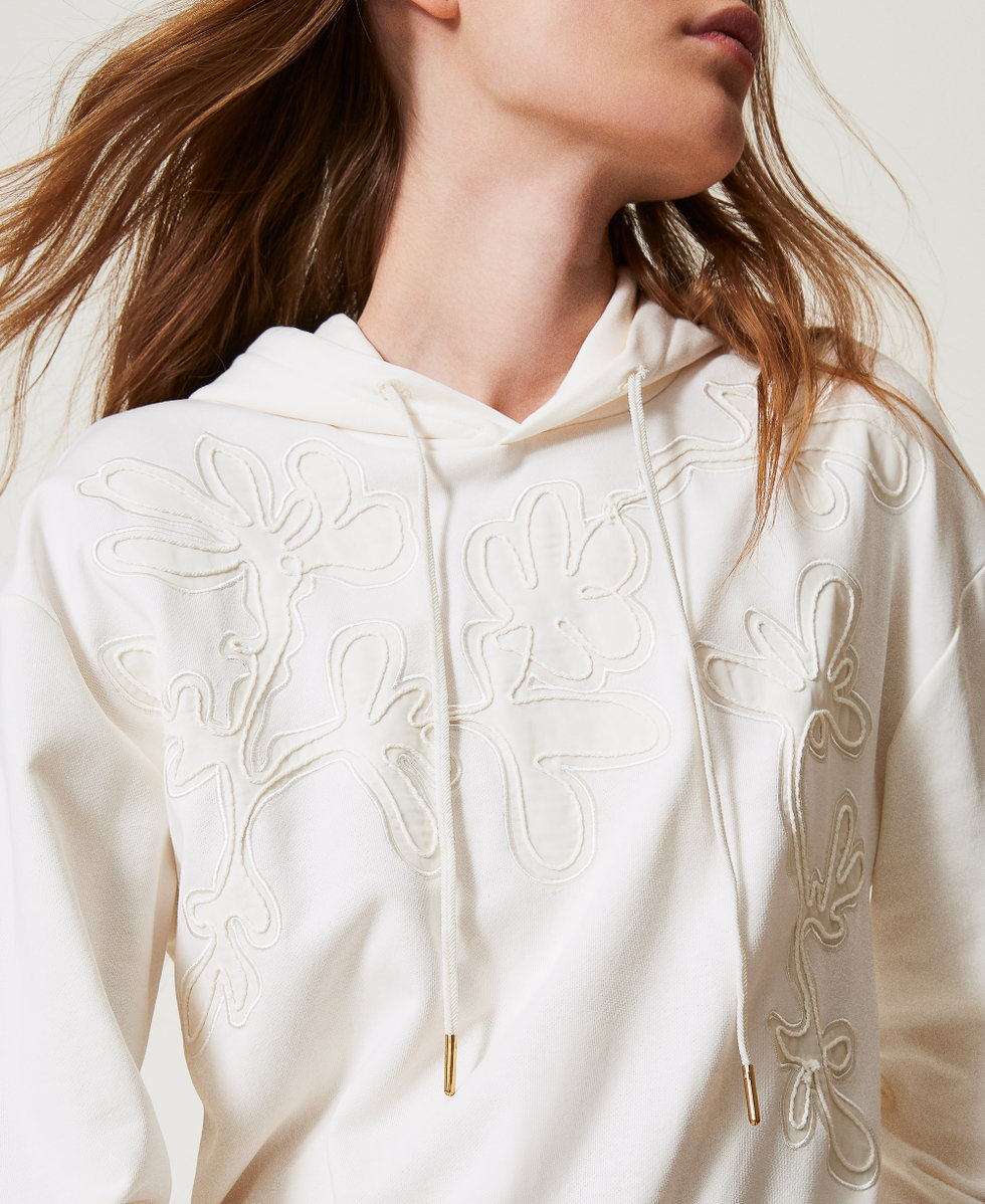 Sweat &agrave; capuche avec broderie White Cloud Femme 251LL2HBB_12105_04