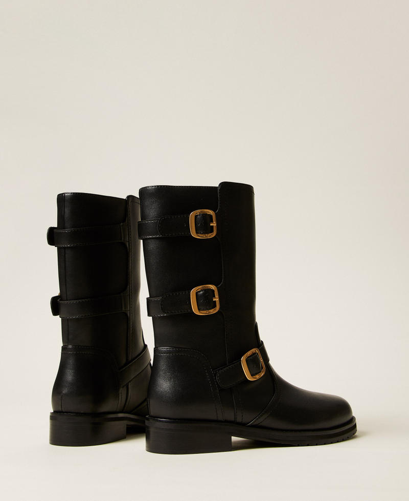 Biker boots with buckles Black Woman 252TCP160_00006_03