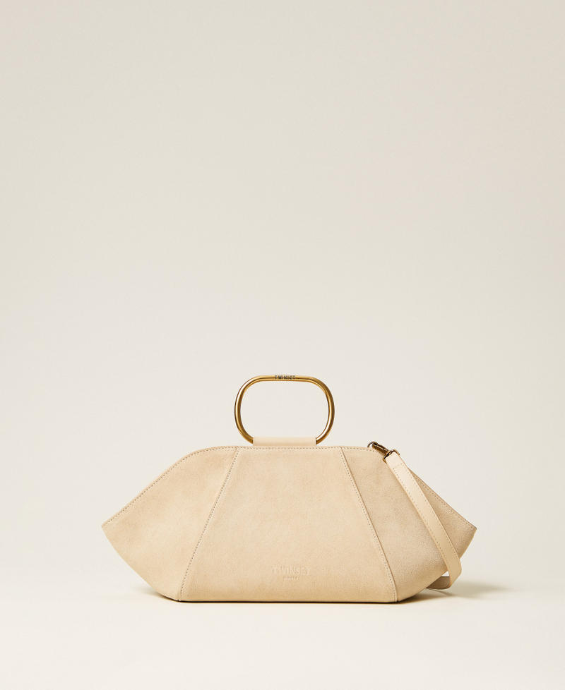 Umhängetasche aus Veloursleder „Delicate Sand“-Beige Frau 261TB7090_13161_01