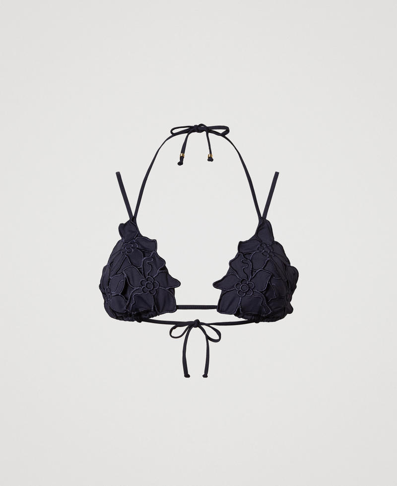 Triangolo da bagno con fiori patch Classic Blue Donna 251LMMV33_11956_S0