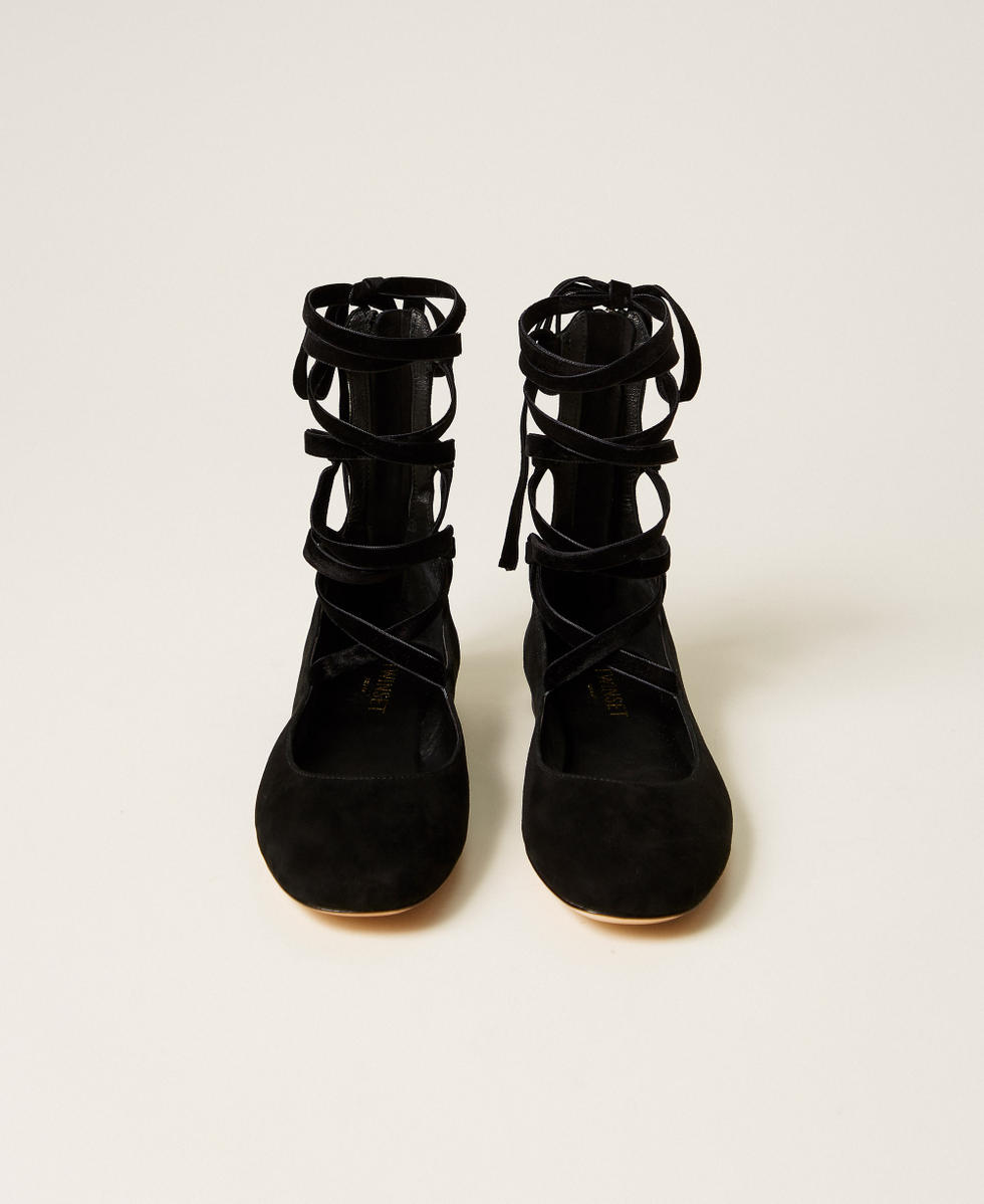 Ballerine in pelle scamosciata Nero Donna 252TST010_00006_04