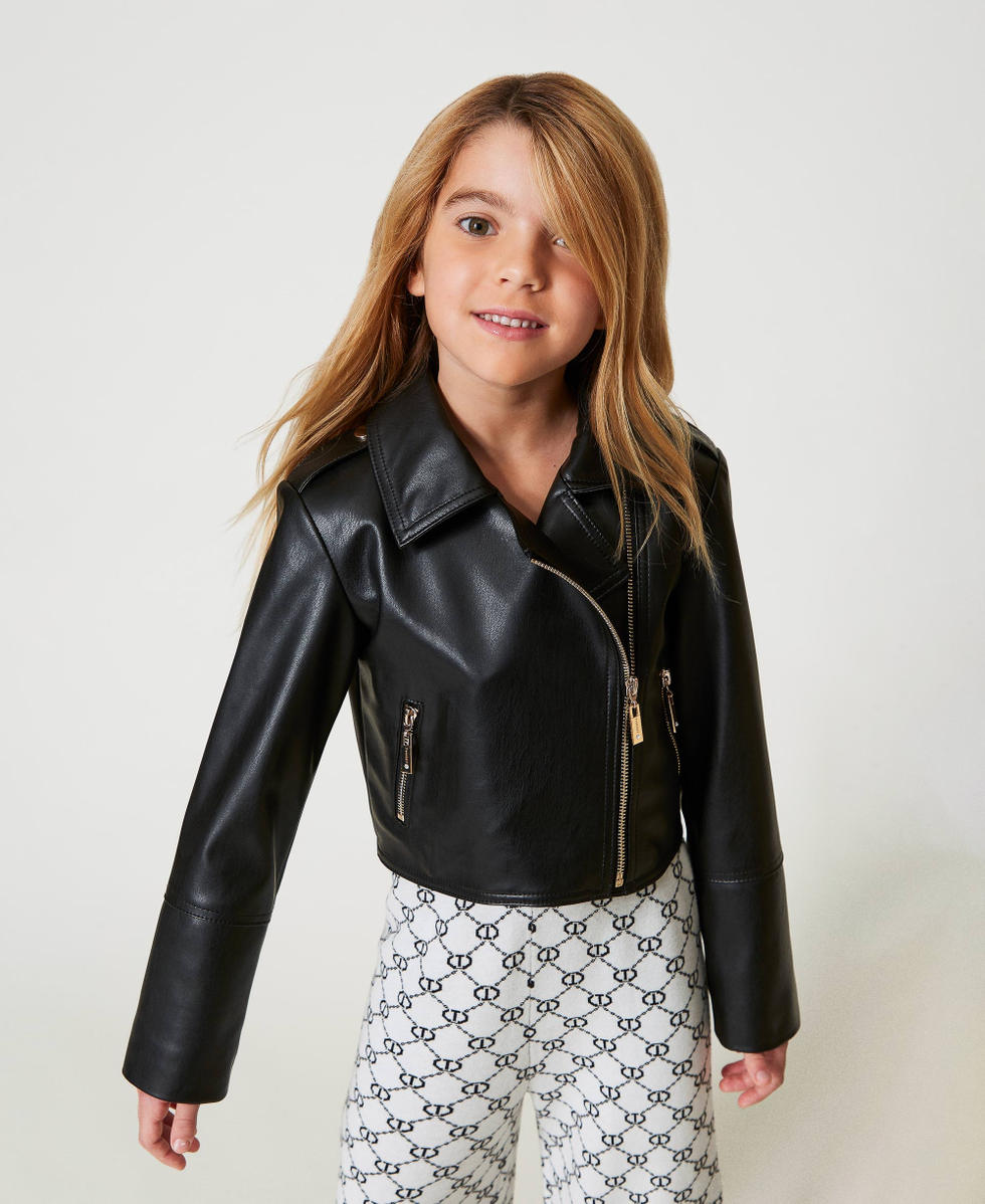Faux leather biker jacket Black Girl 251GJ2561_00006_04