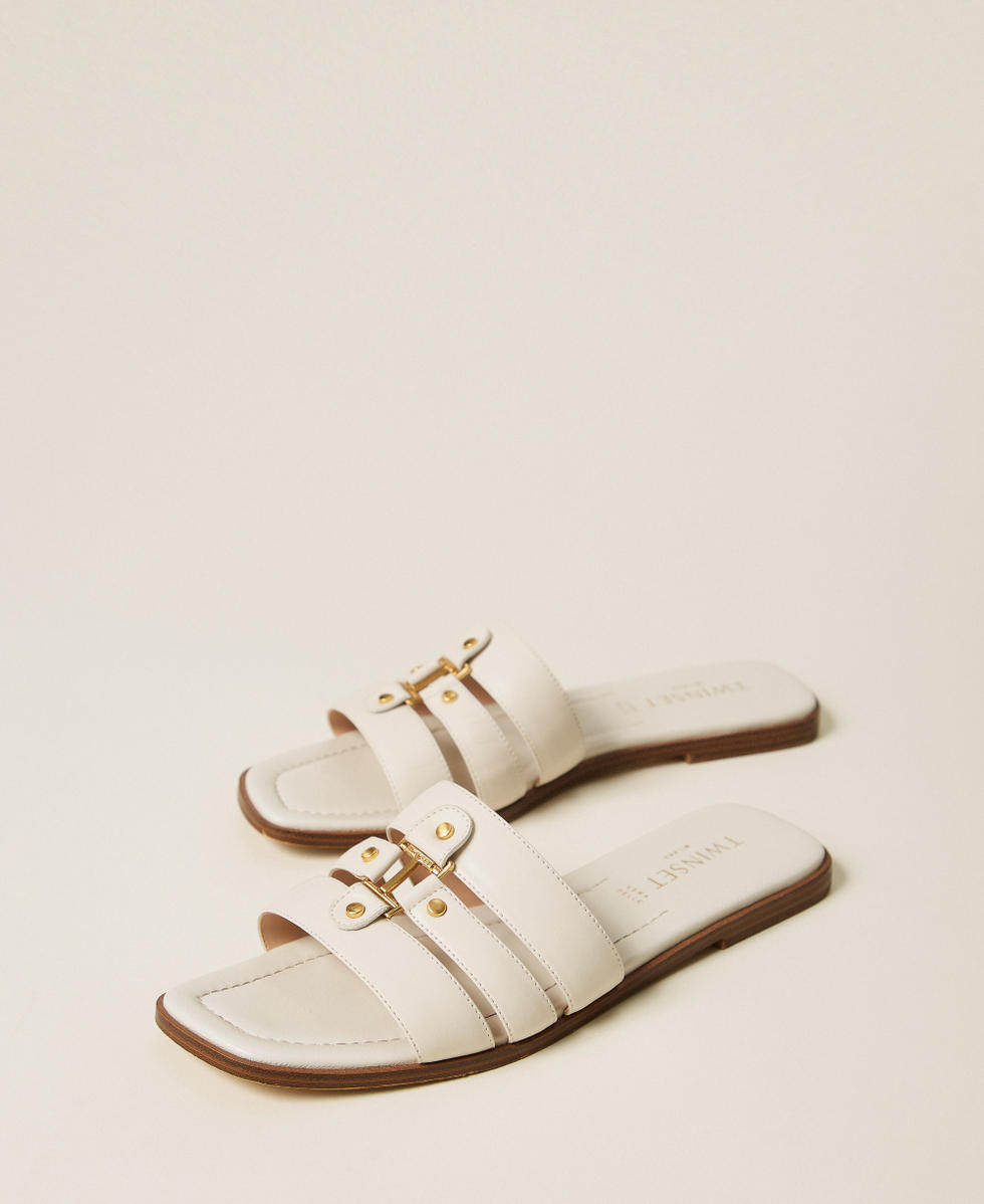 Leather sliders with logo Lily Woman 261TCP038_00381_02