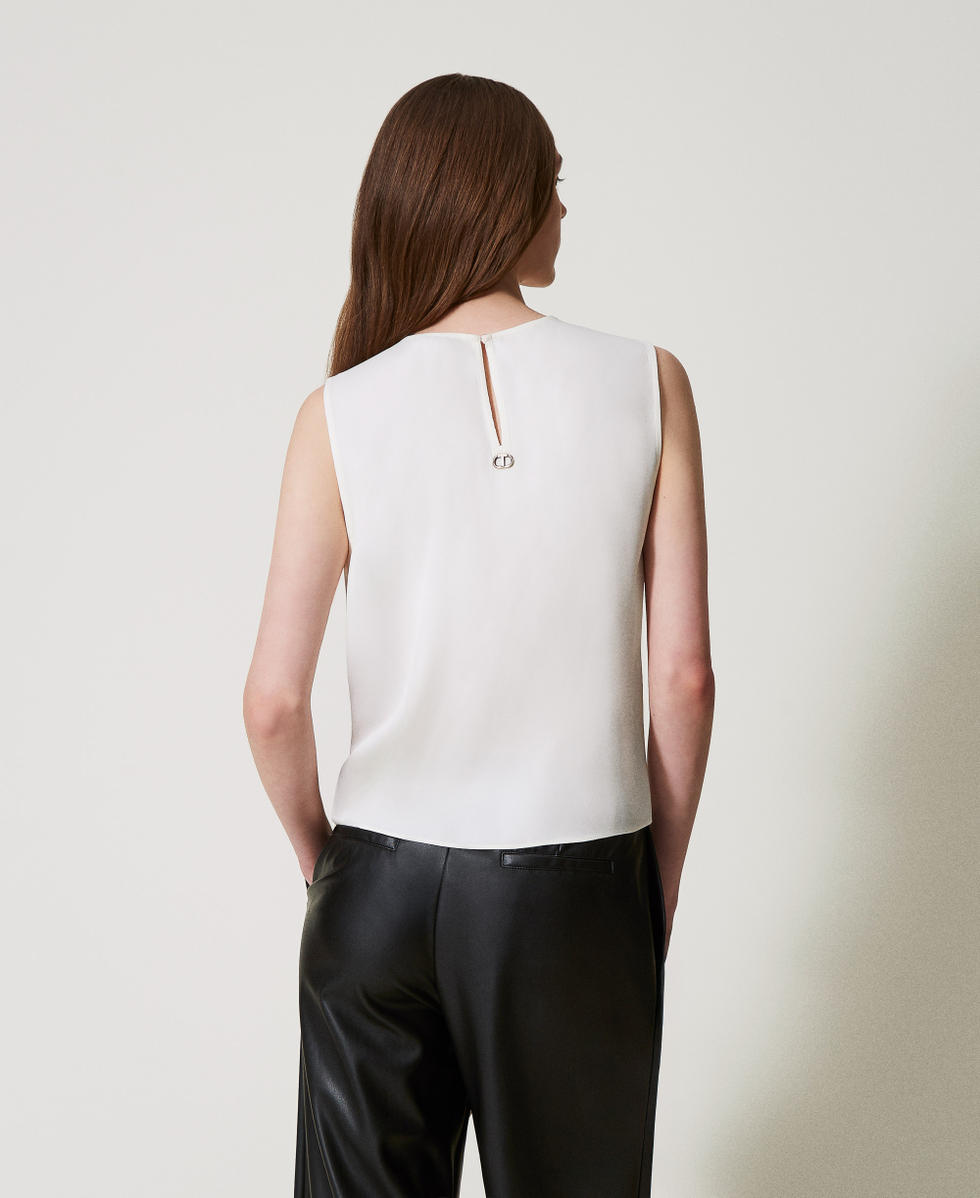 Shiny satin top with pleats Mother Of Pearl Woman 251TP2652_00059_07