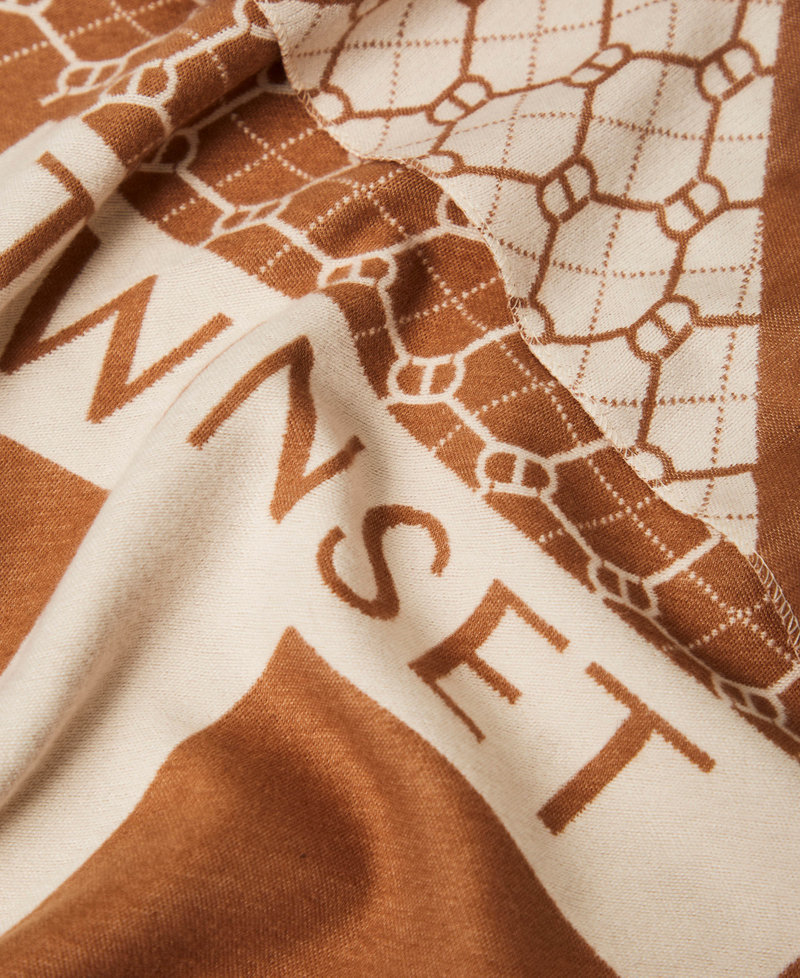 Étole en drap jacquard avec logo Marron « Alpaga » Femme 252TO5060_12538_02