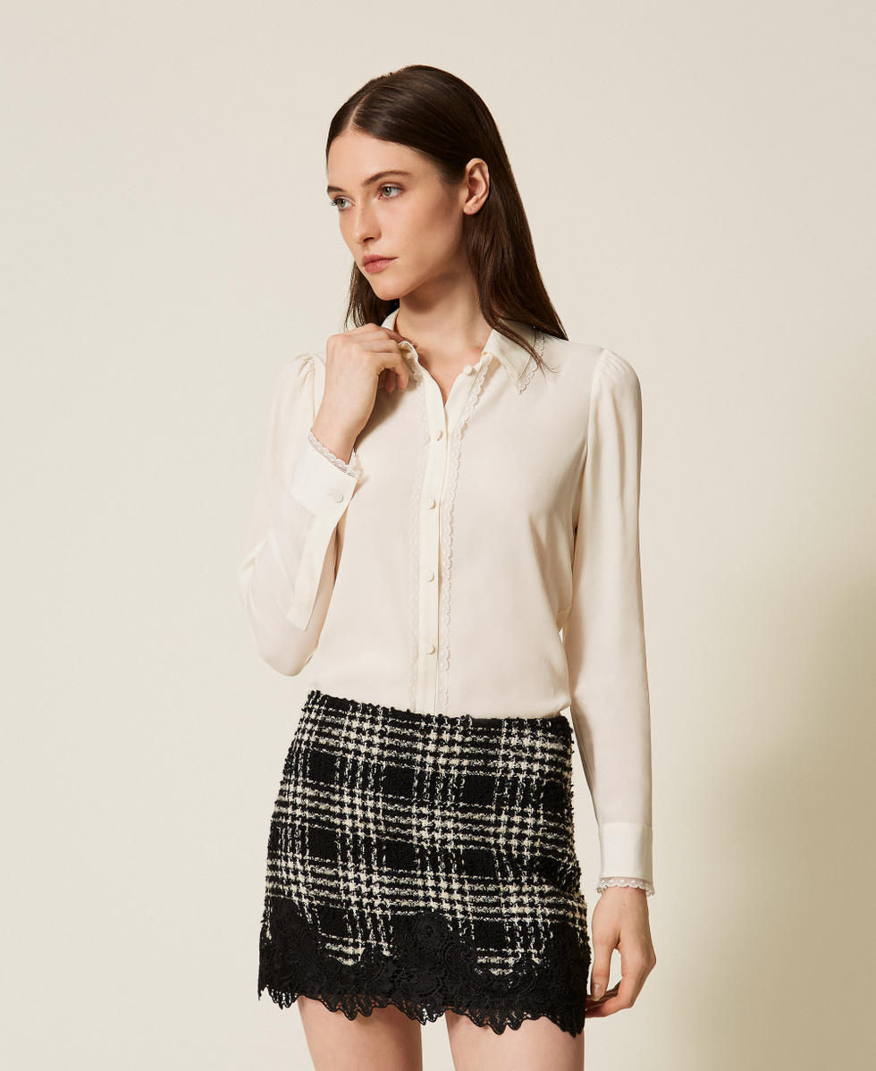 Camisa de cresp&oacute;n de China de seda mixta White Nieve Mujer 252TT2142_00282_01