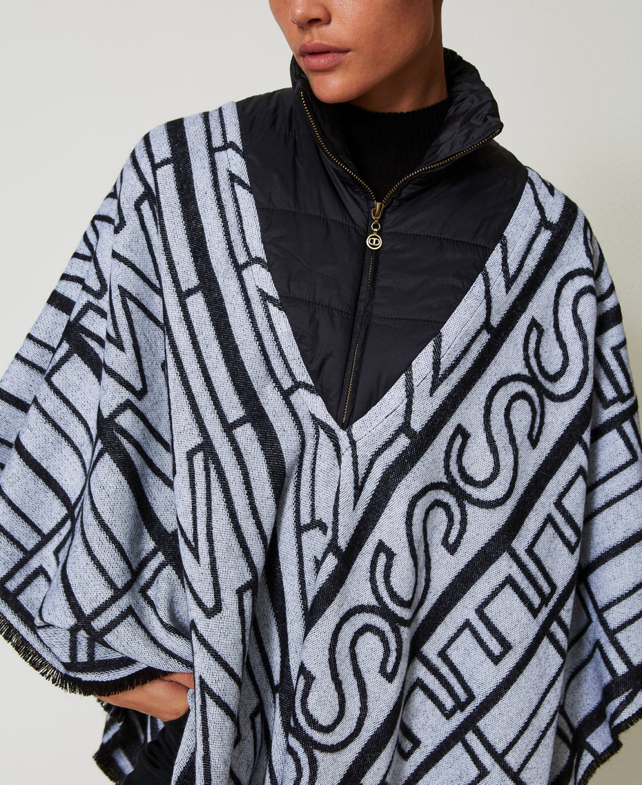 Jacquard poncho with logo Black Woman 242TA4100_00006_04