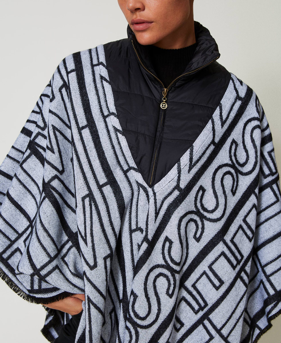 Poncho de jacquard con logo Negro Mujer 242TA4100_00006_04
