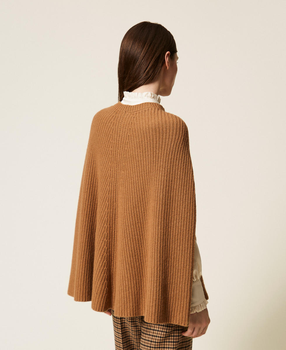 Pull cape en laine m&eacute;lang&eacute;e Marron &laquo;&nbsp;Alpaga&nbsp;&raquo; Femme 252TT3421_12538_04