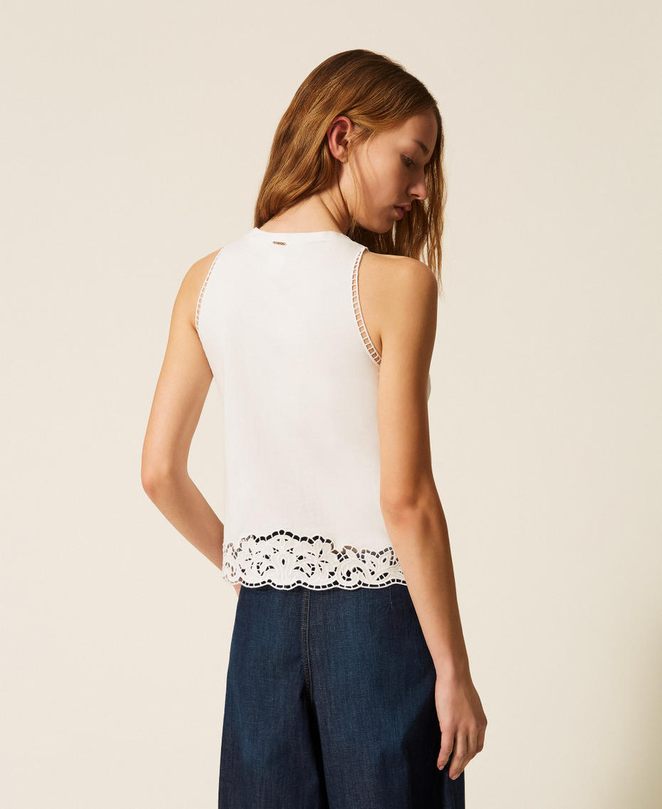 Top avec broderie incrust&eacute;e Blanc Femme 261TP2441_00001_03