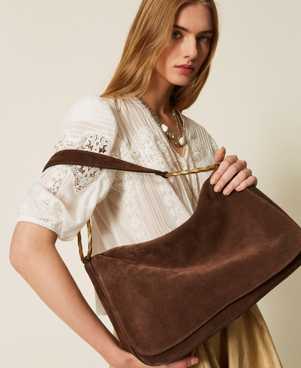 Borsa &lsquo;Liliane&rsquo; grande in suede