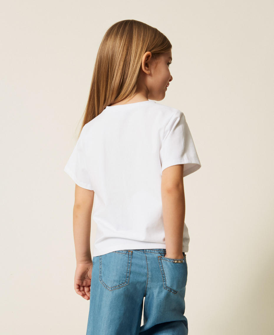 Girls' T-shirt with embroidery Chambray Blue/Off White Embroidery Girl 261GB2181_13368_03