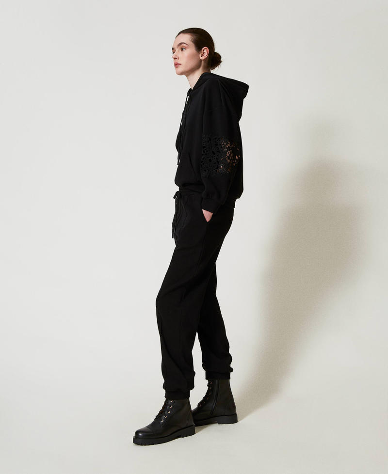 Plush fabric joggers Black Woman 251TP2701_00006_02