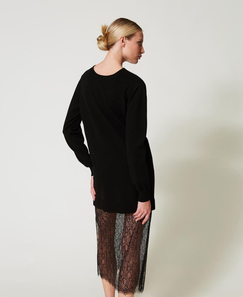 Short knit dress and lace skirt Black Woman 251TP3412_00006_06