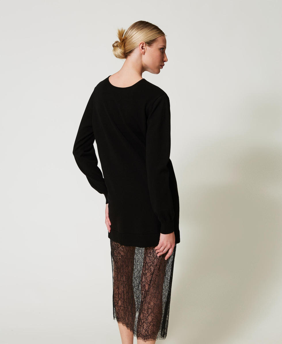 Abito corto in maglia e gonna in pizzo Nero Donna 251TP3412_00006_06