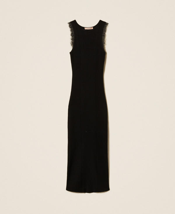 Midi knit dress with lace