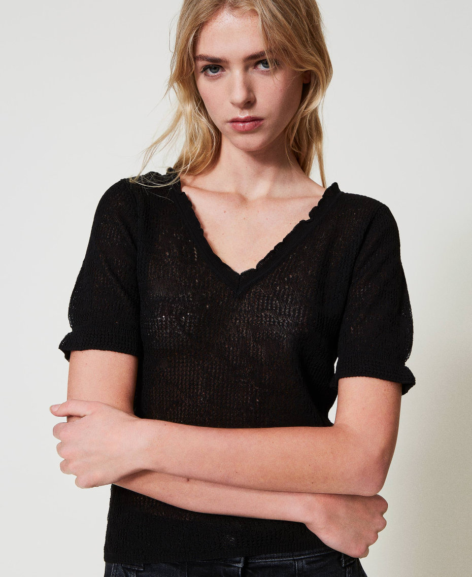 Dual-use floral jacquard top Black Woman 251AP3211_00006_04