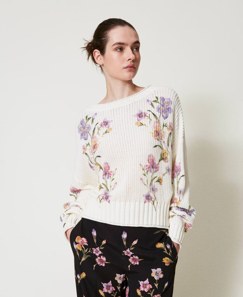 Cardigan-jumper with floral print