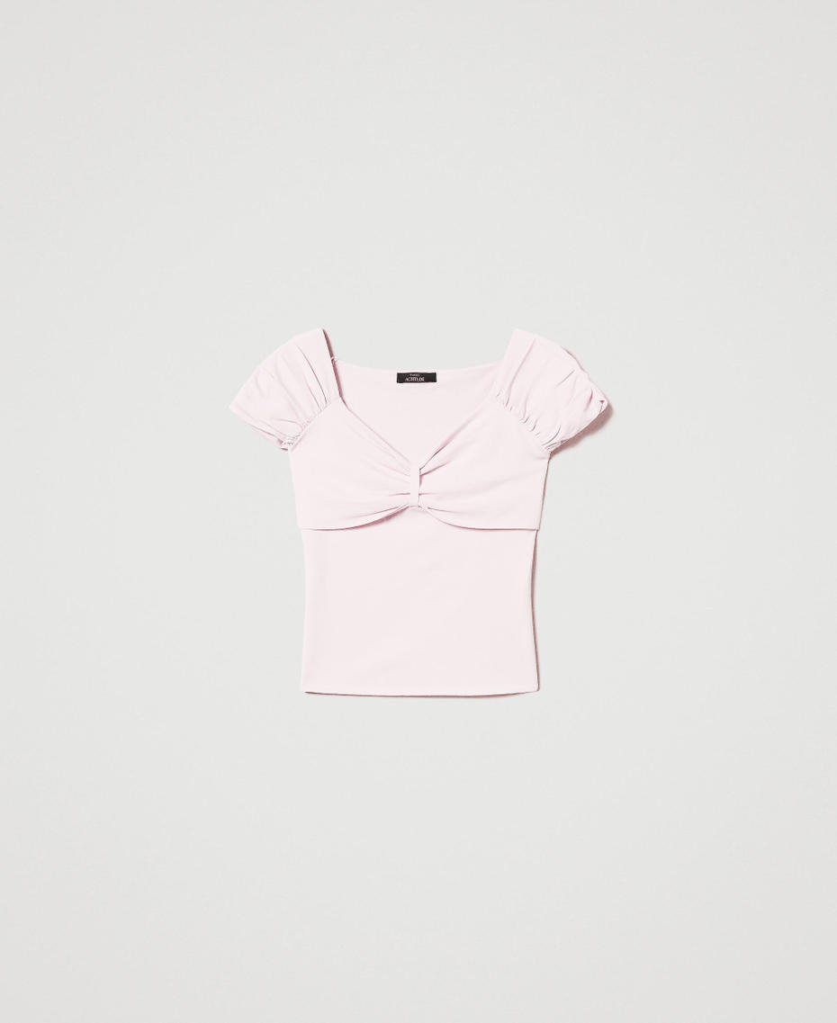 Fitted jumper with gathering Tender Pink Pink Woman 251AP3073_00619_S0