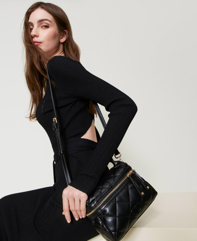 Borsa top handle ‘Cécile’ piccola trapuntata Nero Donna 242TD8151_00006_0S