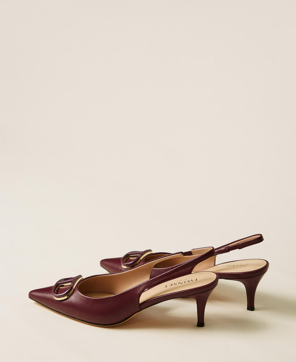 Escarpins slingbacks en cuir avec Oval T Violet &laquo;&nbsp;Winetasting&nbsp;&raquo; Femme 252TCP030_05609_03
