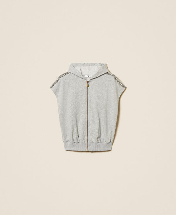 Hoodie with cabochon embroidery