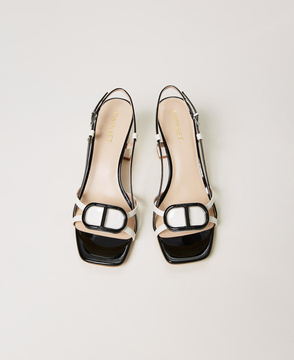 Sandali in vernice multicolor Bicolor Bianco "Neve" / Nero Donna 251TCP072_02866_04
