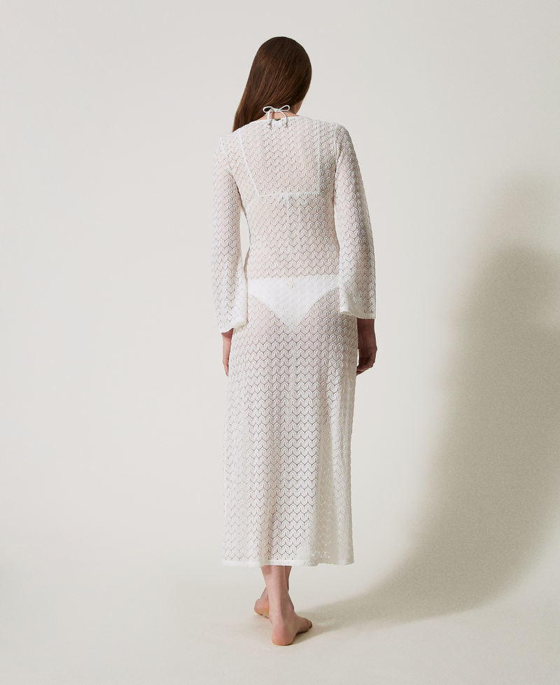 Long crochet kaftan Sugar White Woman 251LM2HEE_00632_03