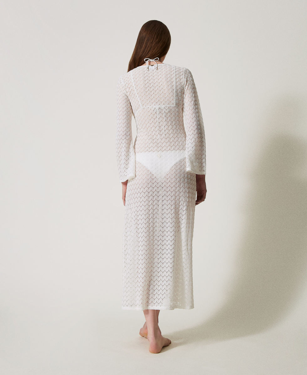 Long crochet kaftan Sugar White Woman 251LM2HEE_00632_03