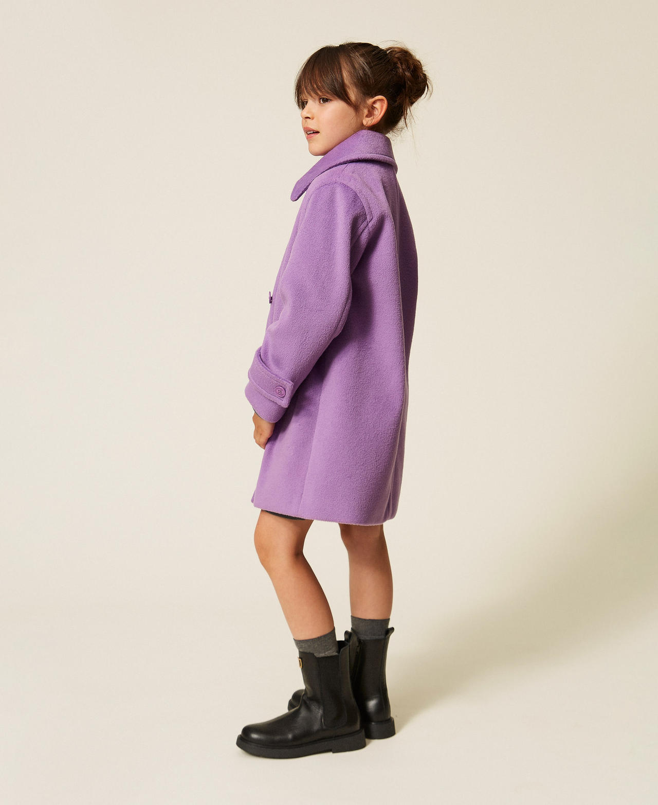 Wool cloth coat with collar &ldquo;Hyacinth&rdquo; Purple Girl 262GJ2060_11296_02
