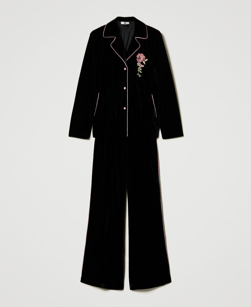 Mannish velvet pyjamas with embroidery