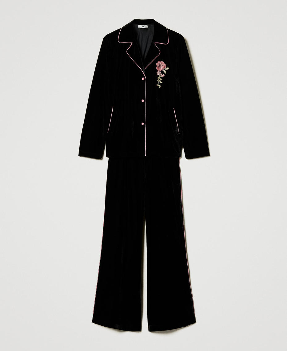 Mannish velvet pyjamas with embroidery