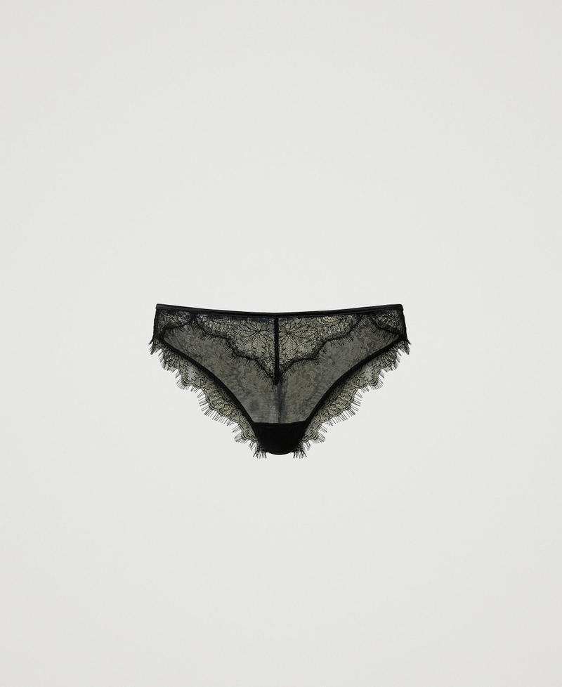 Lace and tulle Brazilian briefs Black Woman 242LL6J77_00006_S0