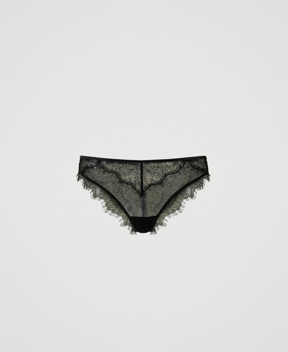 Lace and tulle Brazilian briefs Black Woman 242LL6J77_00006_S0